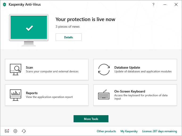 Kaspersky Anti-Virus 2017 Interface Screenshot